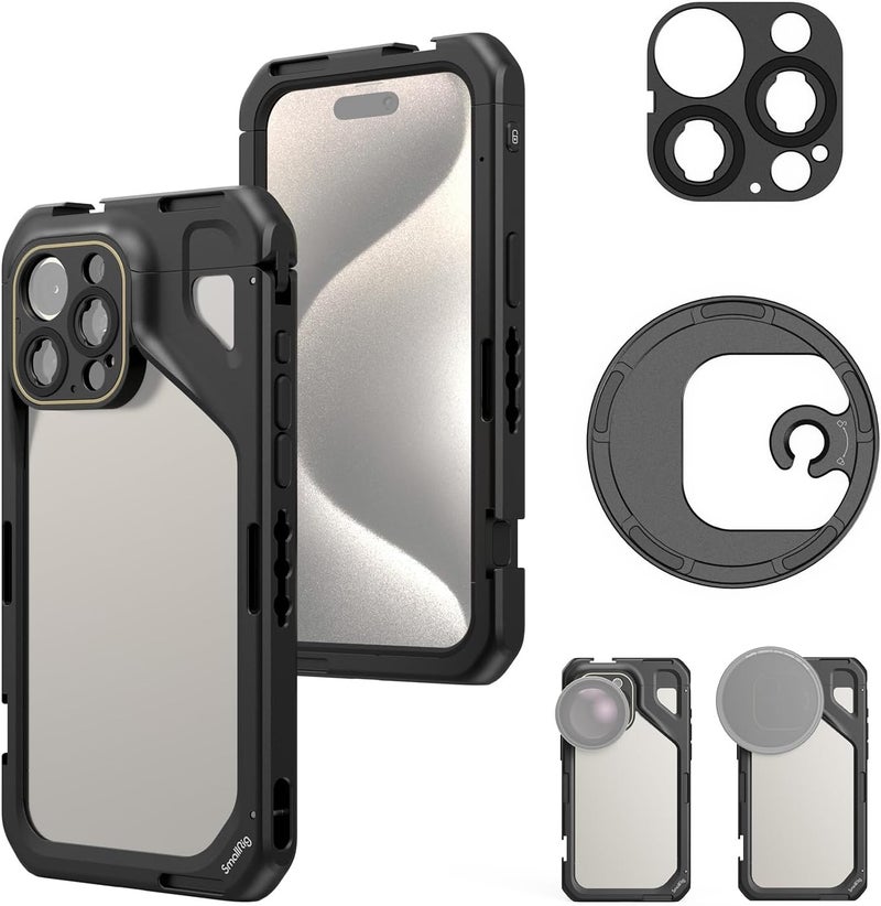 SMALLRIG for iPhone 15 Pro Max Phone Cage with 67mm Filter Adapter, Upgraded Quick Release Design Phone Video Rig Cage for Videography/Video Recording/YouTube/Live Streaming/Vlog - 4391B - Image 1